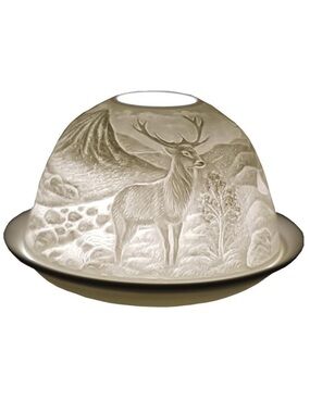 Cello White Porcelain Deer Votive Luminary